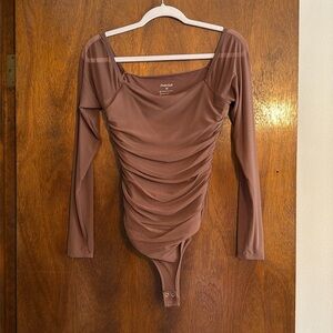 Brown sheet long sleeve body suit